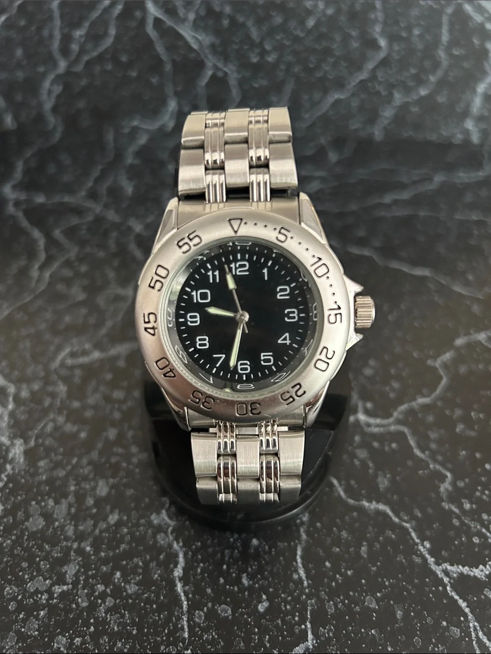 Men’s Stainless Steel Watch with Black Dial